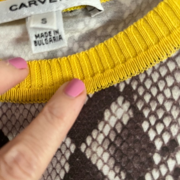 Carven Animal Print T-Shirt Jersey shift style sheath silhouette w/ gold collar - Picture 7 of 9